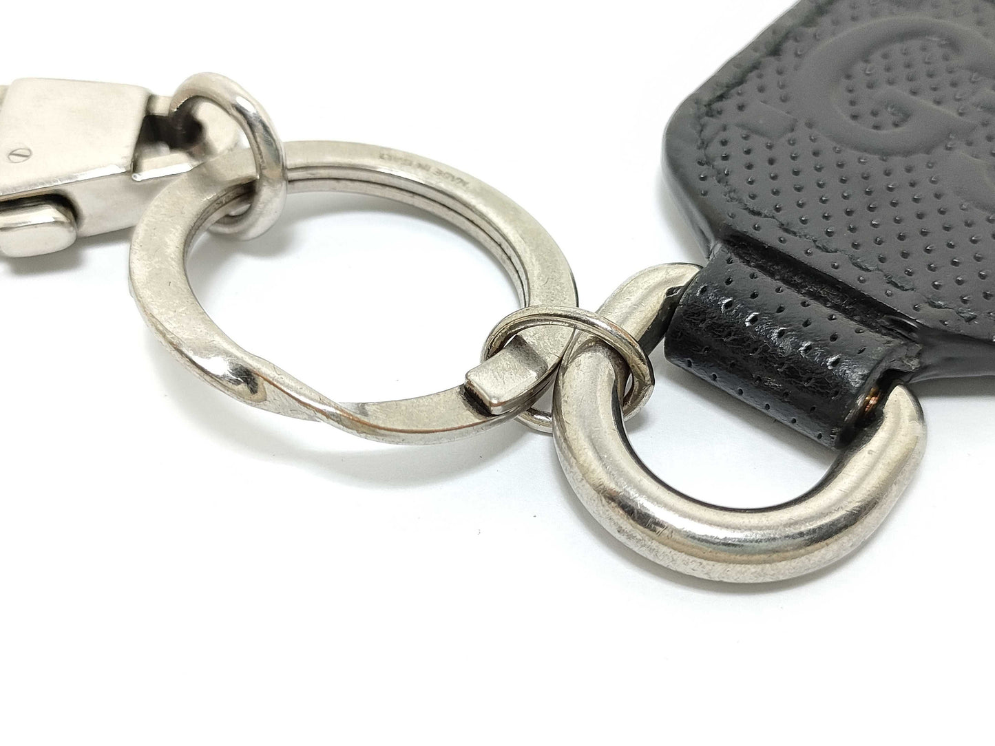 GUCCI GG Embossed Key Ring Leather Black Key Case/Key Holder