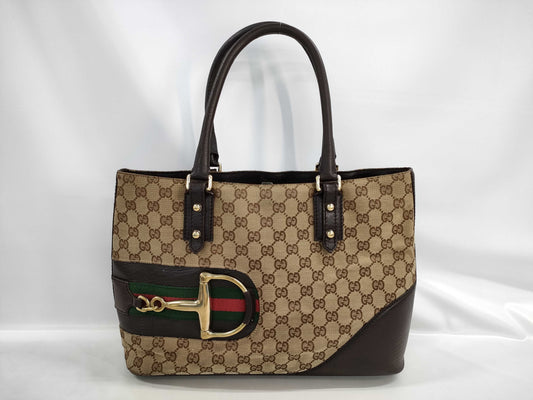 GUCCI GG Canvas Horsebit Tote Bag 137385