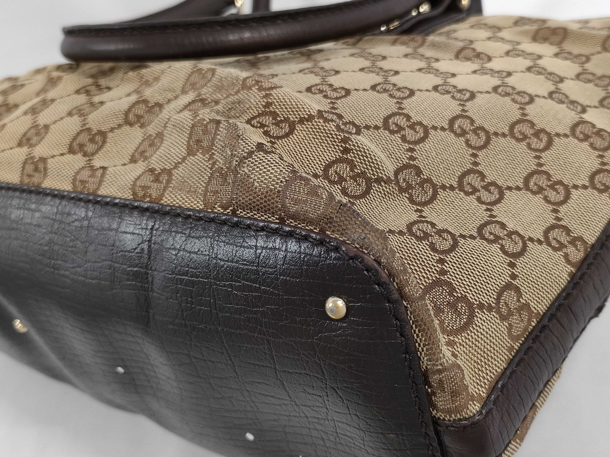 GUCCI GG Canvas Horsebit Tote Bag 137385