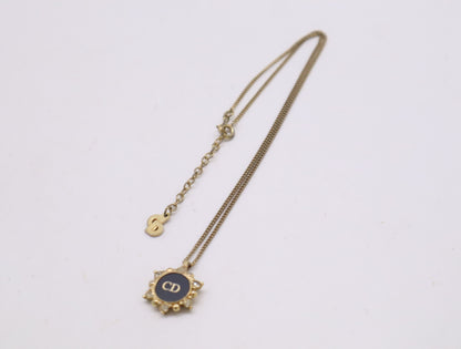 Dior GP Rhinestone CD Logo Necklace in Gold and Black