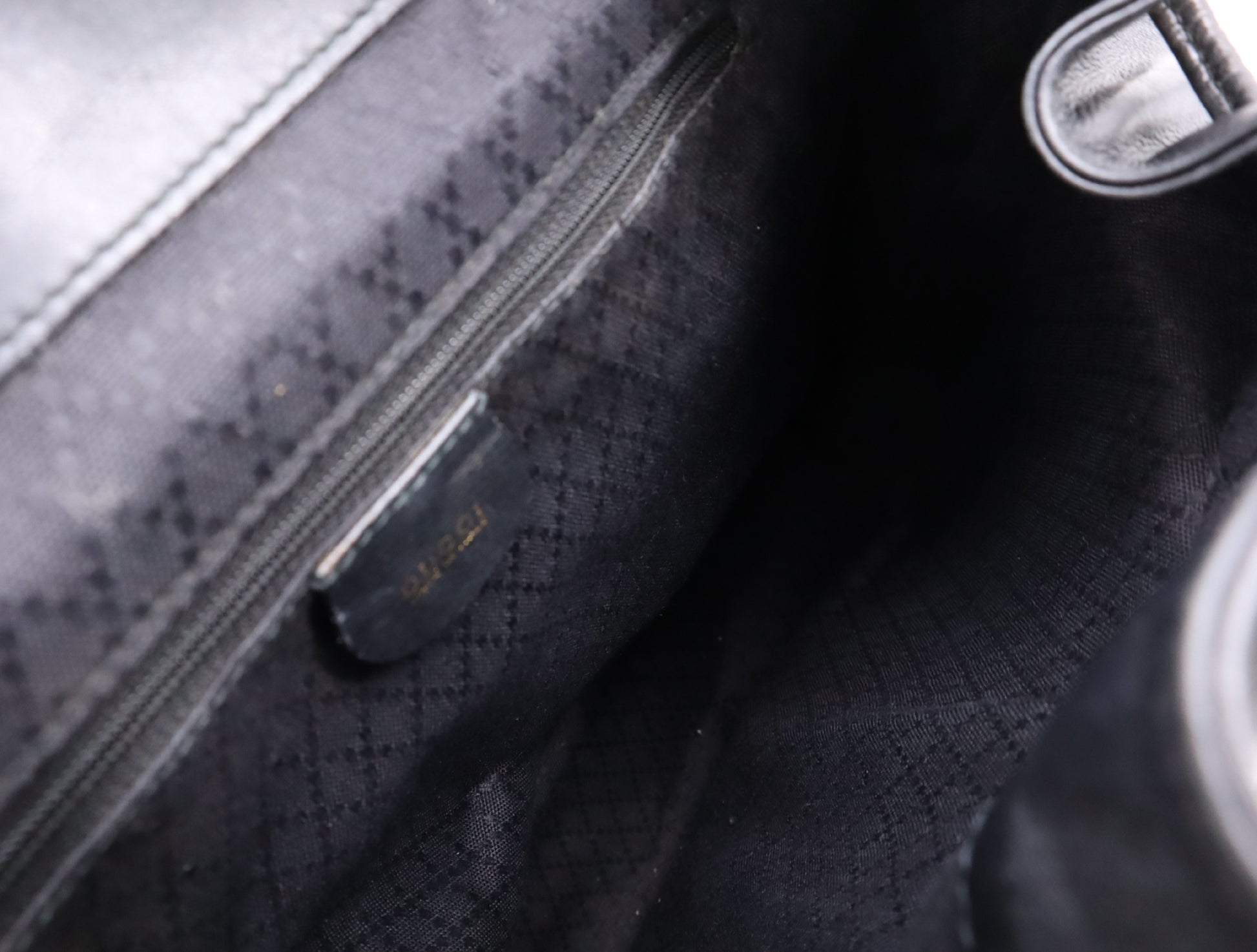 GUCCI 003.58.0016 Leather Bamboo Backpack Black Backpack