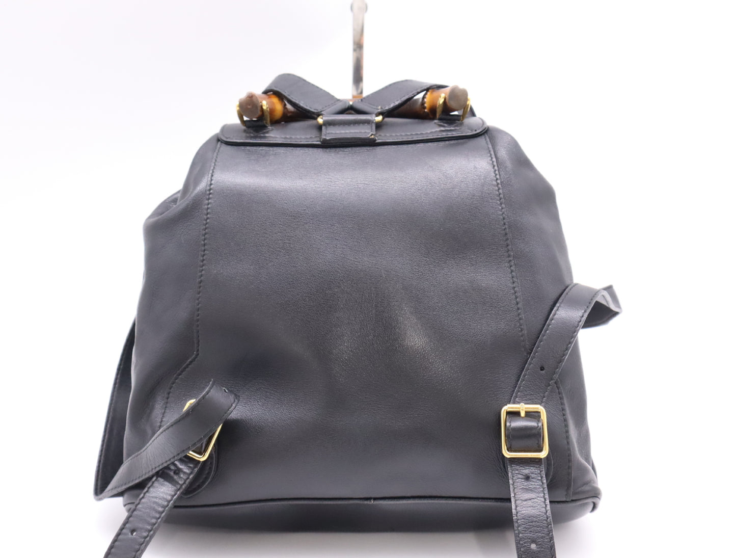 GUCCI 003.58.0016 Leather Bamboo Backpack Black Backpack