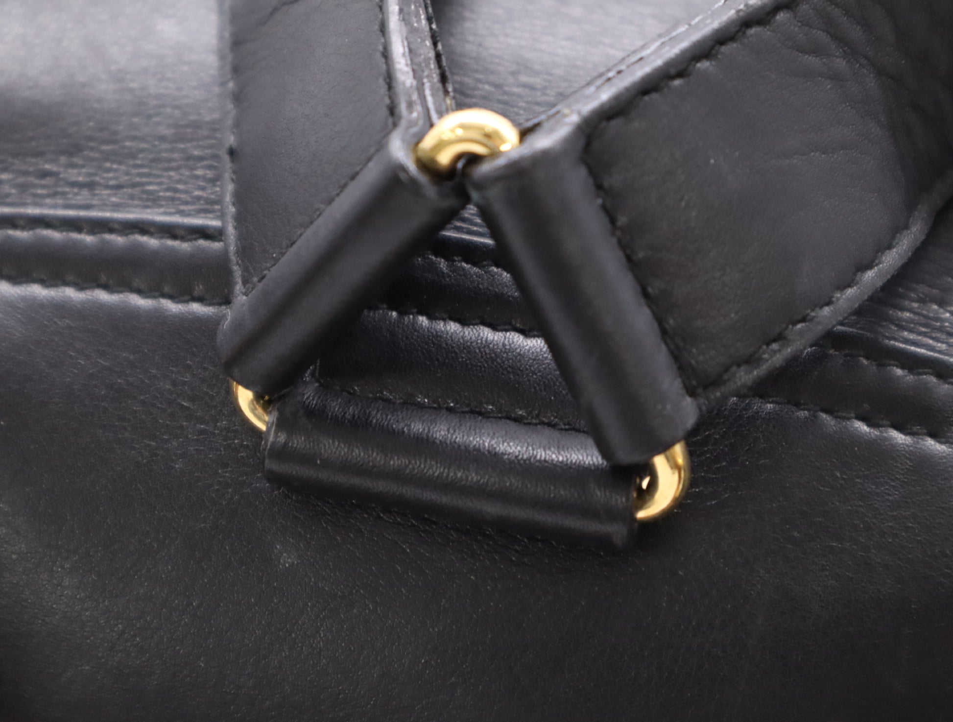 GUCCI 003.58.0016 Leather Bamboo Backpack Black Backpack