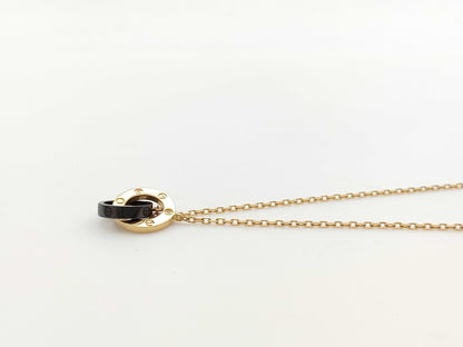 Cartier Love Circle Black Ceramic 3PD PG 750 5.1g Necklace 