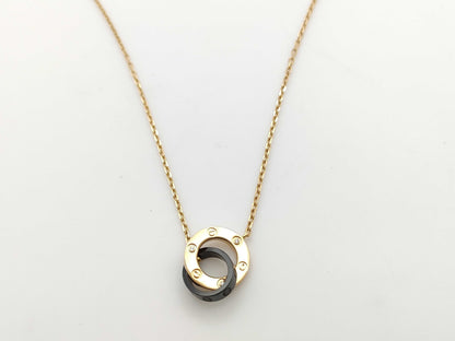 Cartier Love Circle Black Ceramic 3PD PG 750 5.1g Necklace 