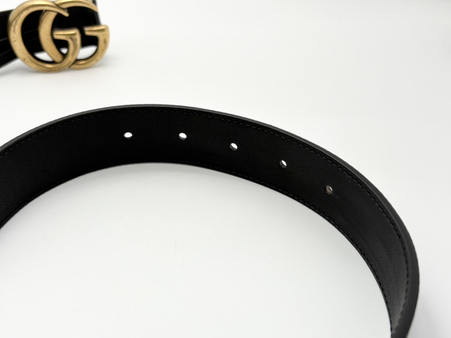 GUCCI 414516 GG Marmont Leather Belt 75/30 Black Belt