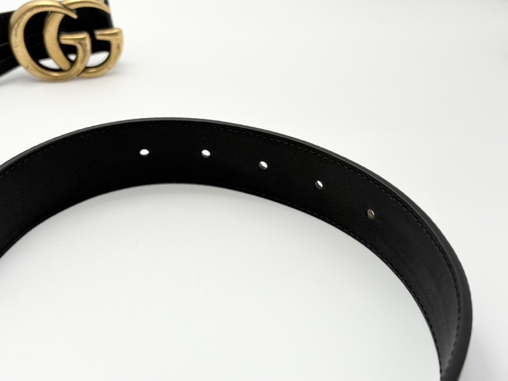 GUCCI 414516 GG Marmont Leather Belt 75/30 Black Belt