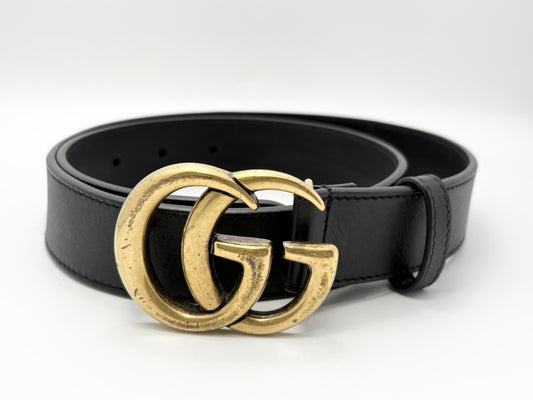 GUCCI 414516 GG Marmont Leather Belt 75/30 Black Belt