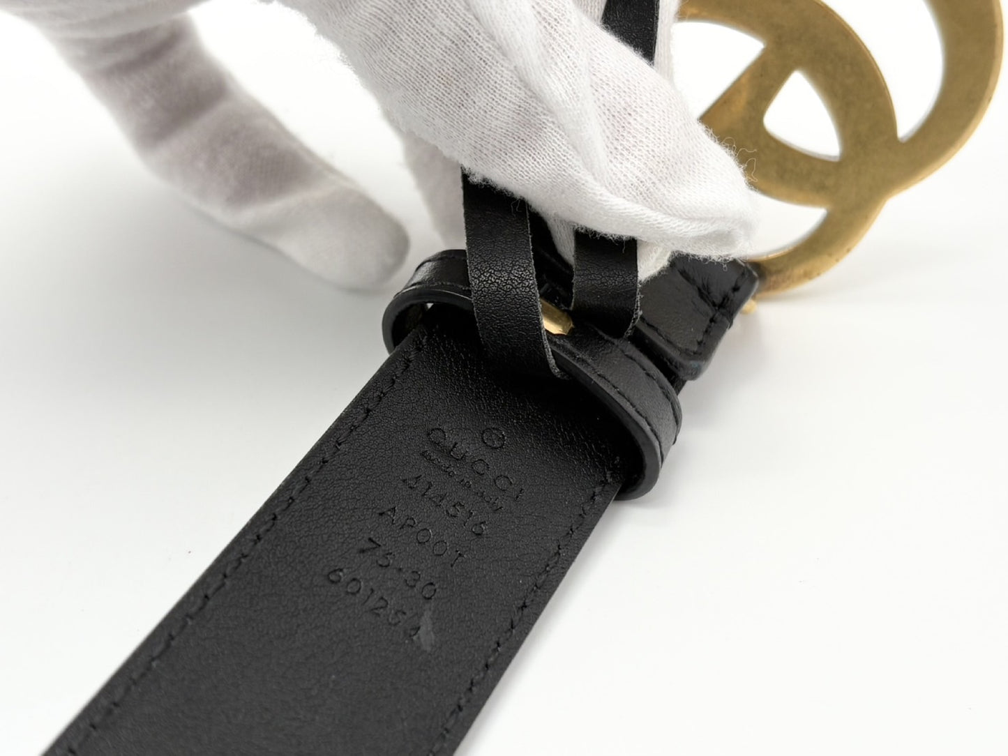 GUCCI 414516 GG Marmont Leather Belt 75/30 Black Belt