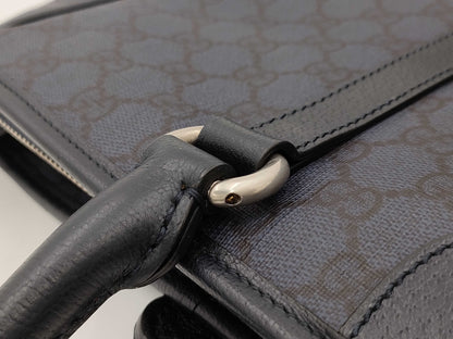 GUCCI Double G 2-Way Medium Tote Bag GG Supreme Blue Handbag