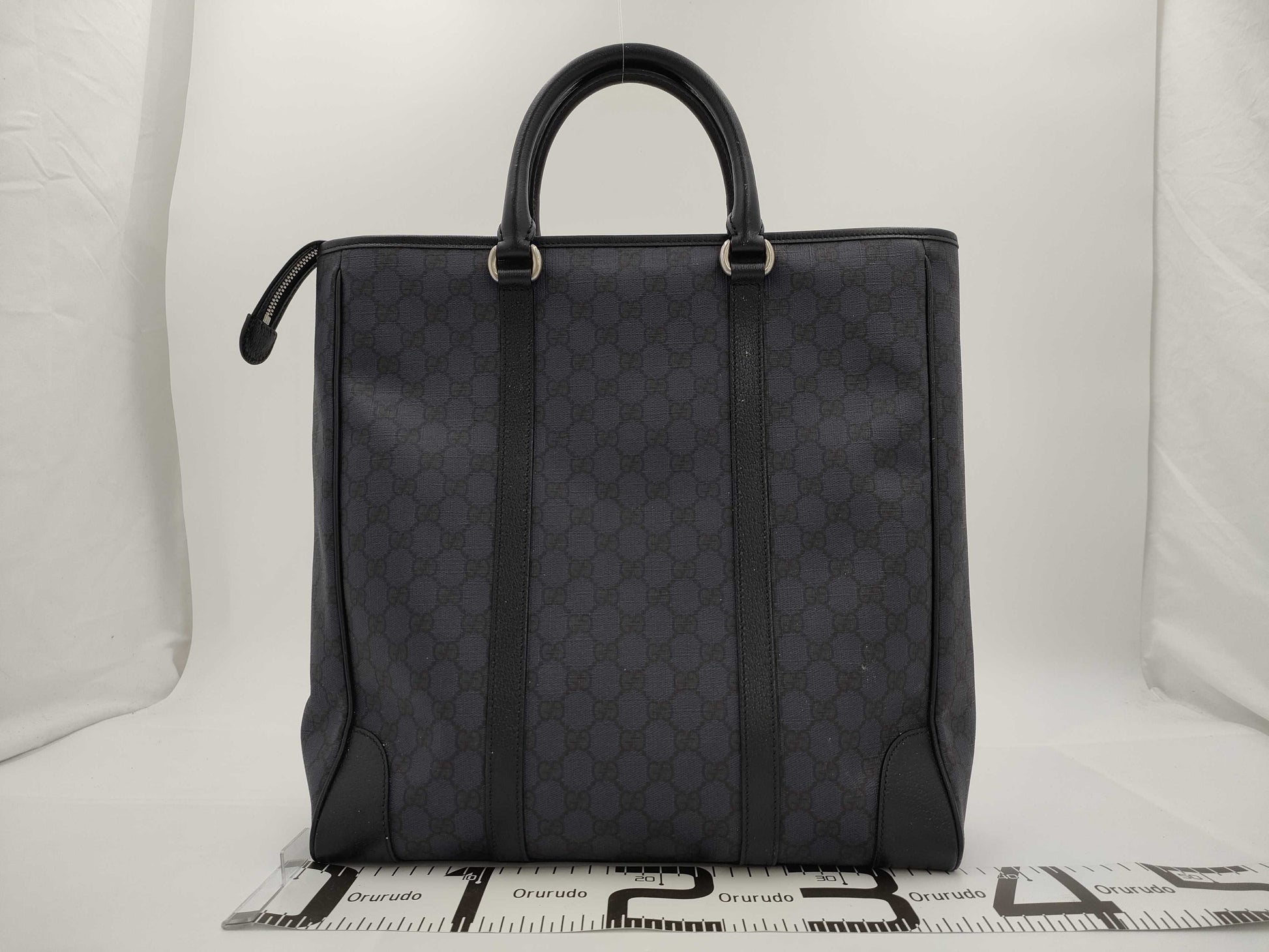 GUCCI Double G 2-Way Medium Tote Bag GG Supreme Blue Handbag
