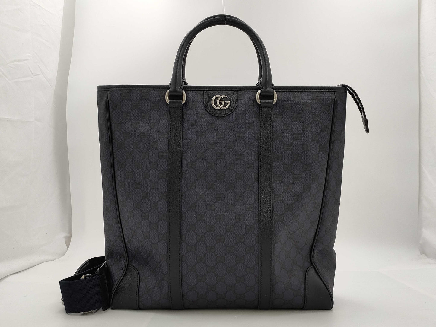 GUCCI Double G 2-Way Medium Tote Bag GG Supreme Blue Handbag