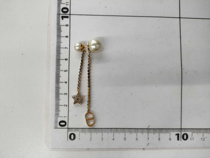 Dior CD logo gold pearl rhinestone earrings 