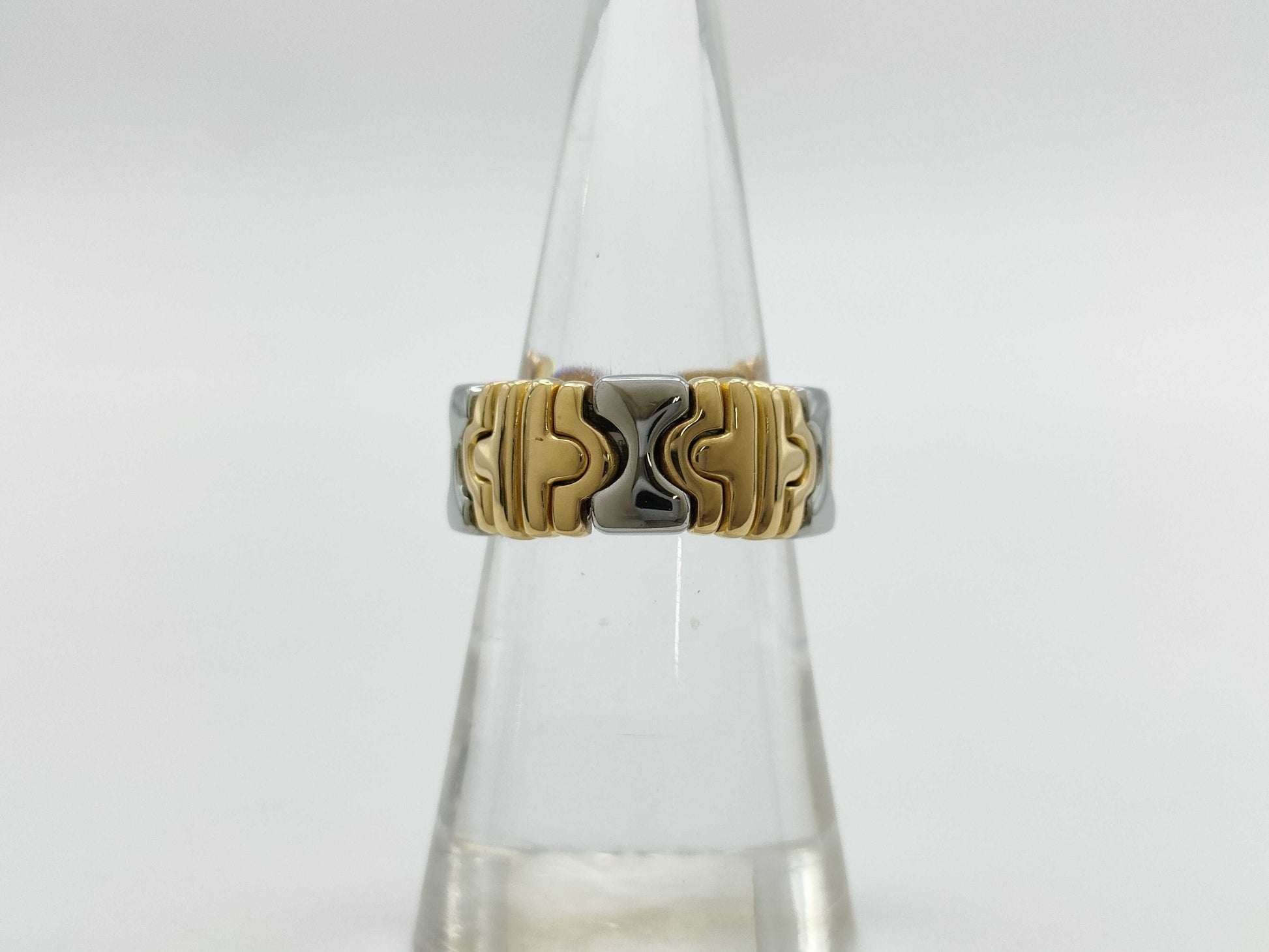 BVLGARI Parentesi M Yellow Gold 750/Stainless Steel 9.1g Ring 