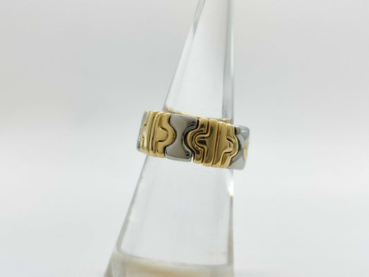 BVLGARI Parentesi M Yellow Gold 750/Stainless Steel 9.1g Ring 