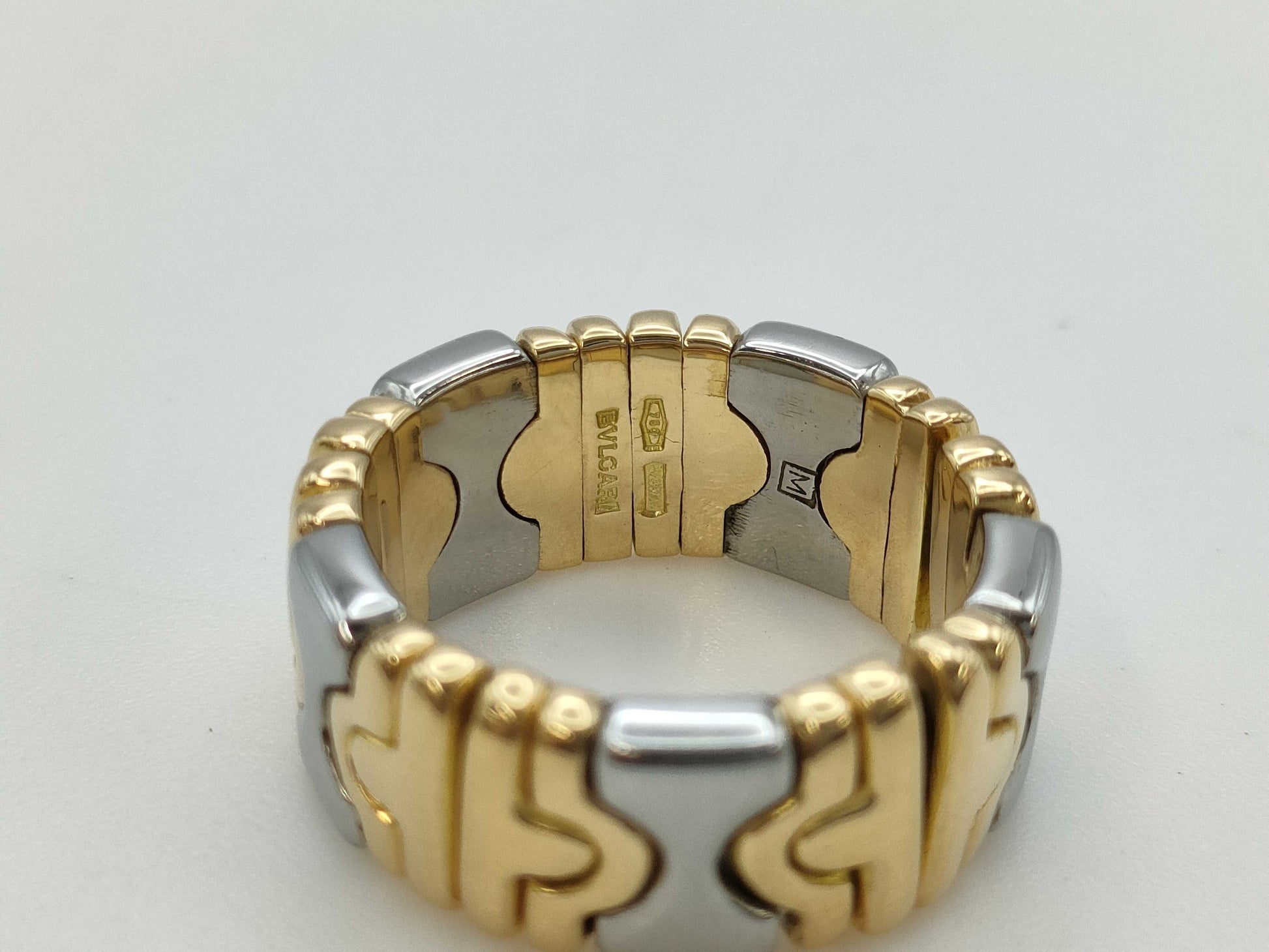 BVLGARI Parentesi M Yellow Gold 750/Stainless Steel 9.1g Ring 