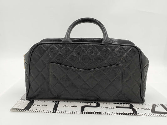 CHANEL Caviar Skin Mini Boston Bag Black Boston Bag