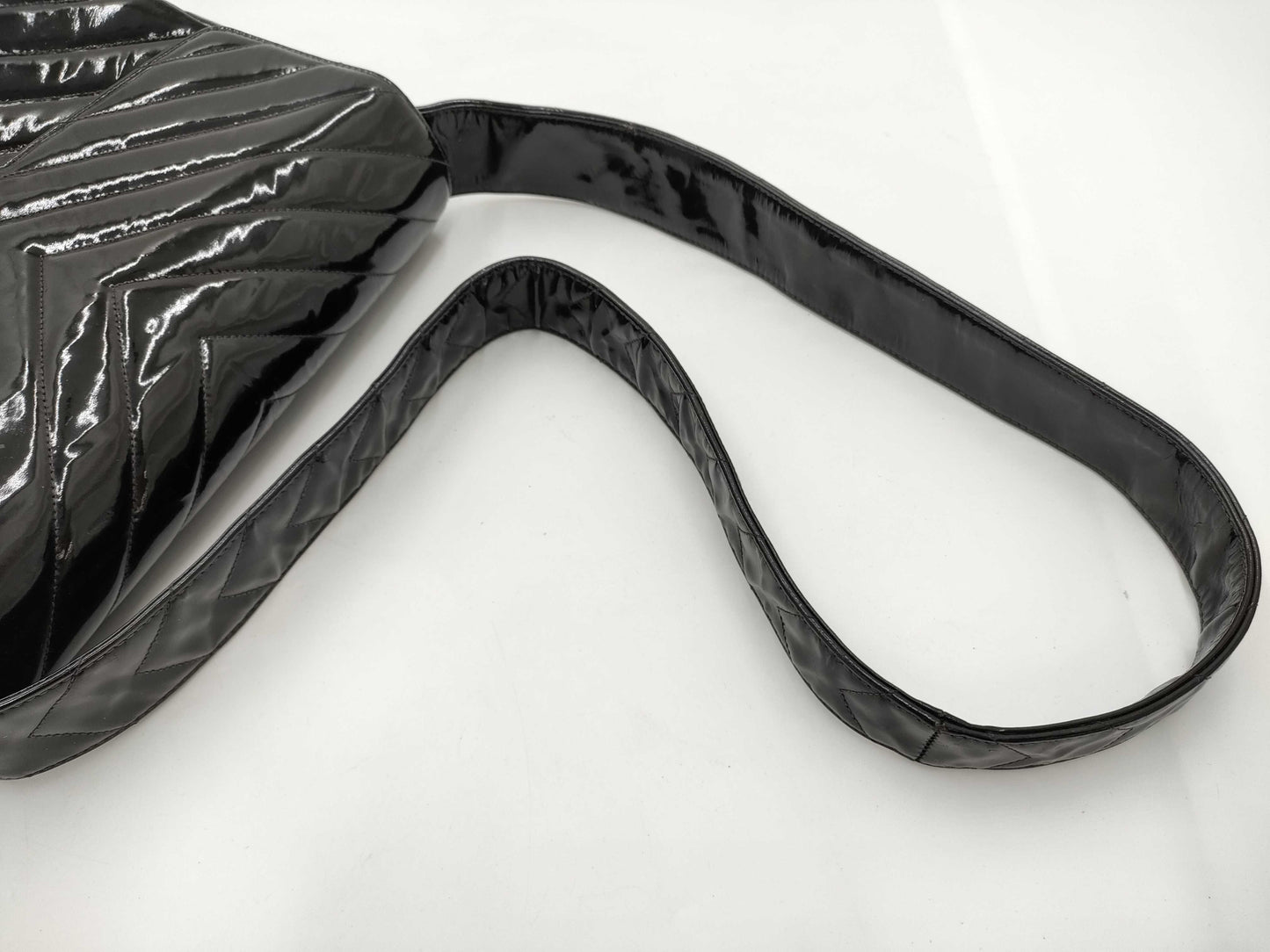 CHANEL Patent Black Shoulder Bag
