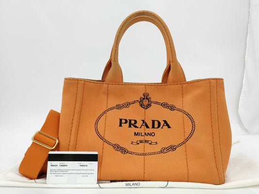 PRADA Canapa Orange Handbag