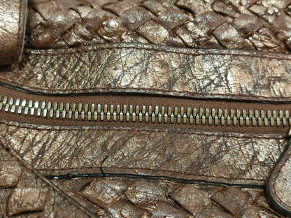 BOTTEGA VENETA Intrecciato PH - Bottega Veneta Metallic Shoulder Bag 32cm Handbag