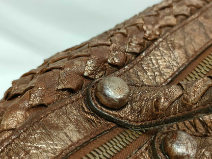 BOTTEGA VENETA Intrecciato PH - Bottega Veneta Metallic Shoulder Bag 32cm Handbag