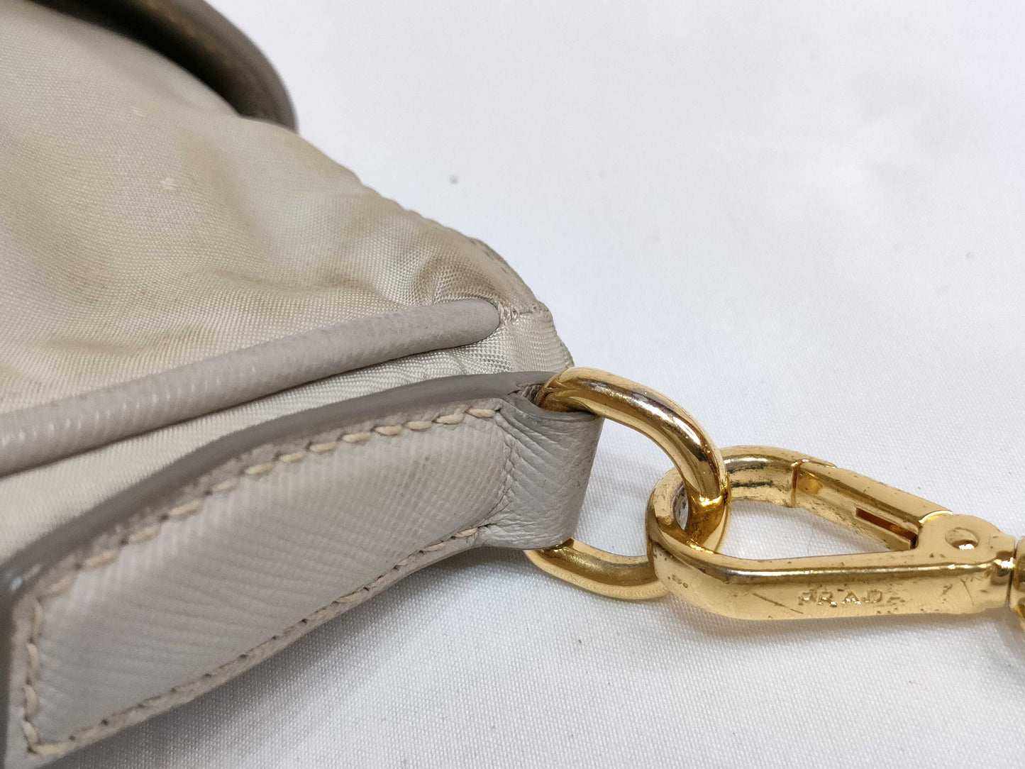 PRADA Nylon PH-Prada Tessuto Nylon Saffiano Crossbody Bag Talco Nylon Shoulder Bag