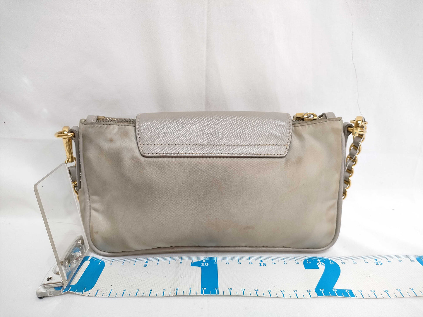 PRADA Nylon PH-Prada Tessuto Nylon Saffiano Crossbody Bag Talco Nylon Shoulder Bag