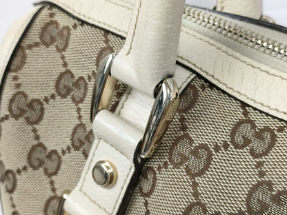 GUCCI GG Canvas Canvas and Leather Shoulder Bag Brown and Beige 130942 Handbag