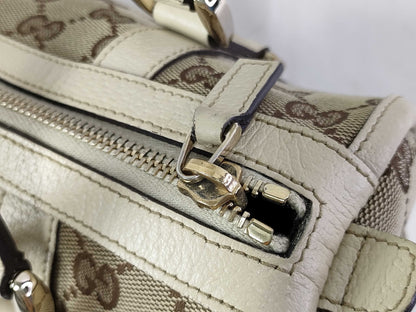 GUCCI GG Canvas Canvas and Leather Shoulder Bag Brown and Beige 130942 Handbag