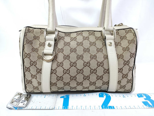 GUCCI GG Canvas Canvas and Leather Shoulder Bag Brown and Beige 130942 Handbag