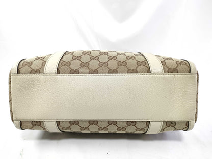 GUCCI GG Canvas Canvas and Leather Shoulder Bag Brown and Beige 130942 Handbag