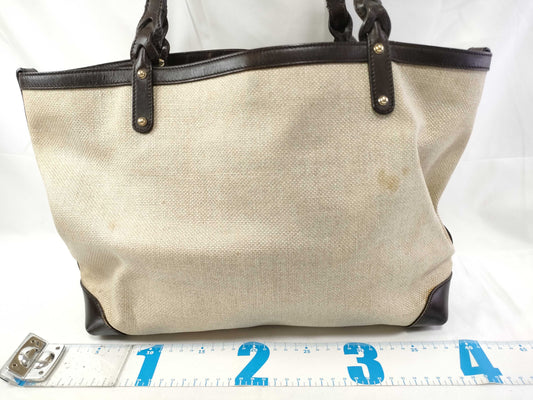 GUCCI Craft Canvas and Leather Tote Bag, Beige and Brown, 247209