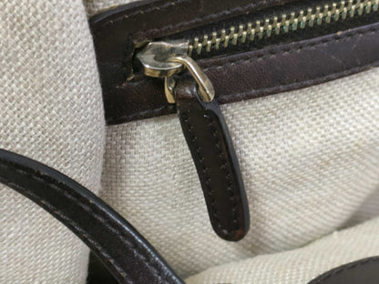GUCCI Craft Canvas and Leather Tote Bag, Beige and Brown, 247209