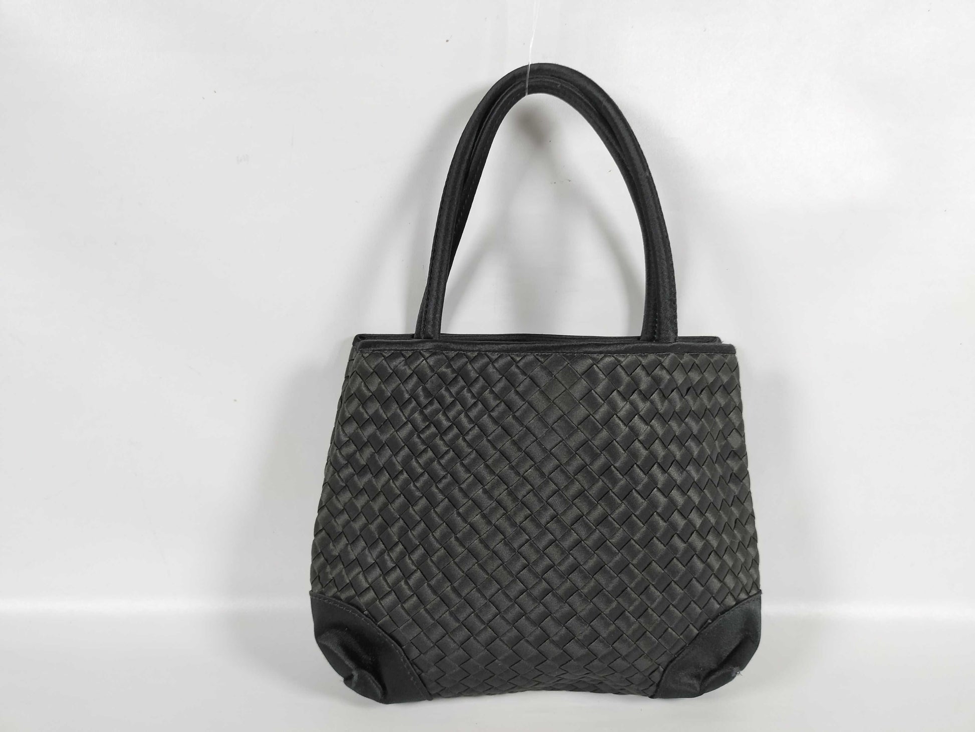BOTTEGA VENETA Intrecciato Satin Mini Handbag in Black