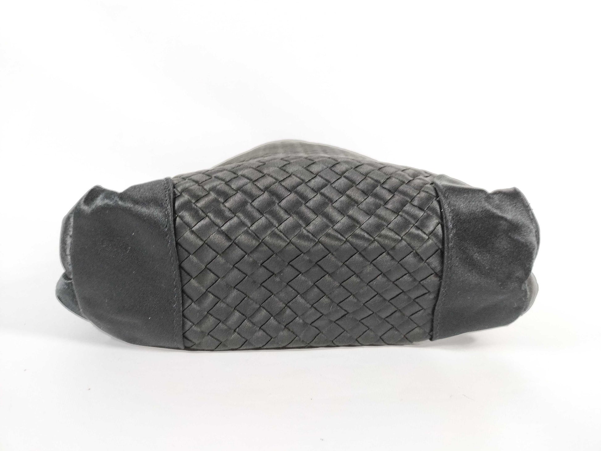 BOTTEGA VENETA Intrecciato Satin Mini Handbag in Black