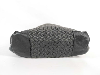 BOTTEGA VENETA Intrecciato Satin Mini Handbag in Black