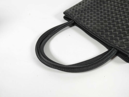 BOTTEGA VENETA Intrecciato Satin Mini Handbag in Black