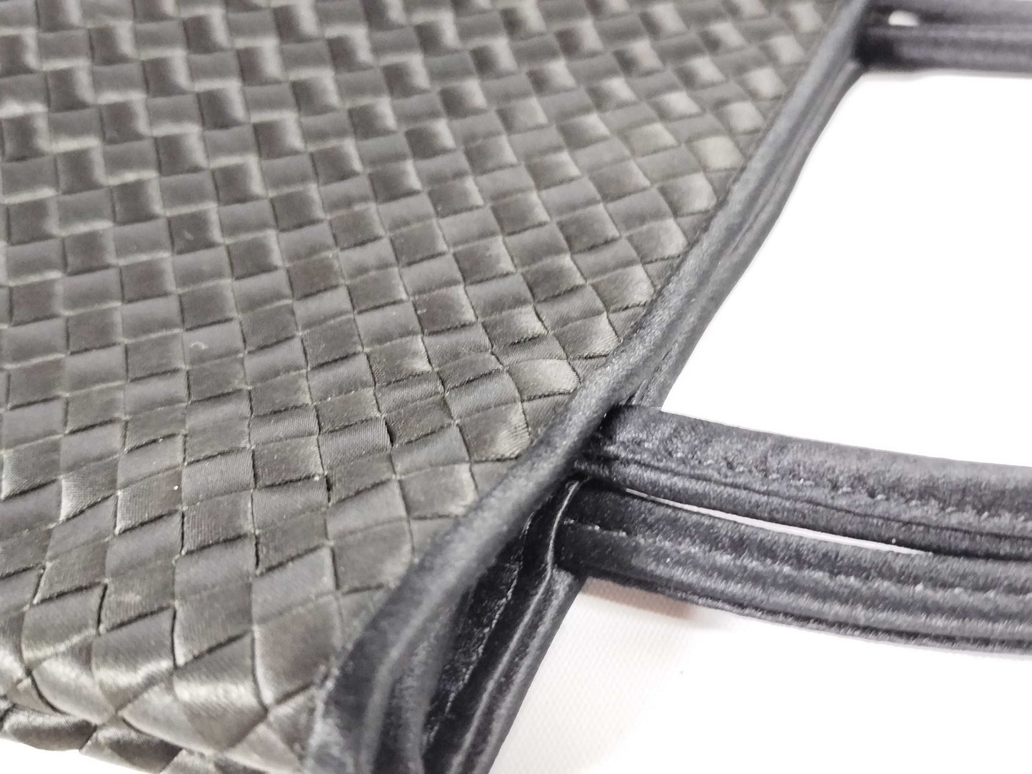 BOTTEGA VENETA Intrecciato Satin Mini Handbag in Black