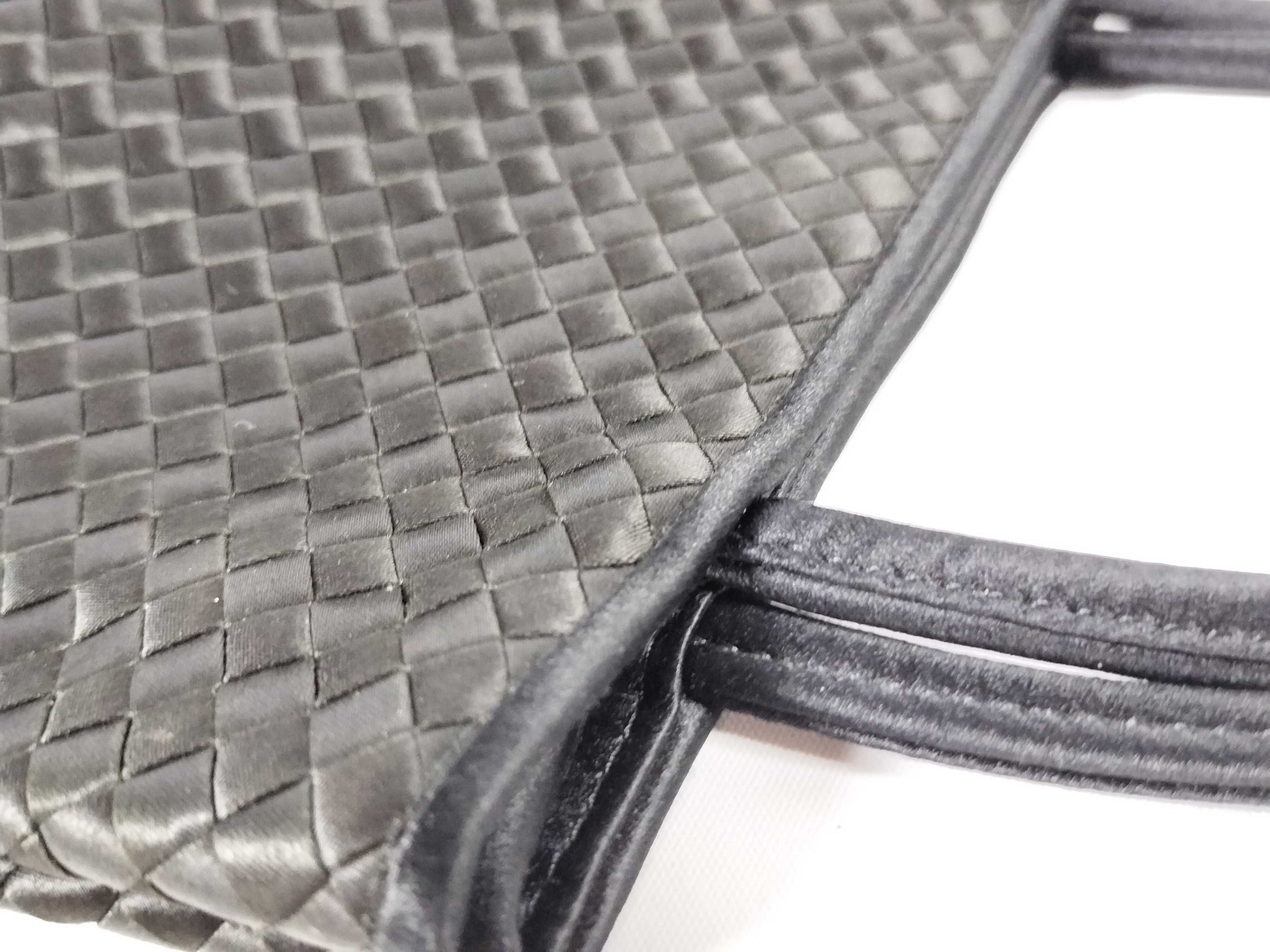 BOTTEGA VENETA Intrecciato Satin Mini Handbag in Black