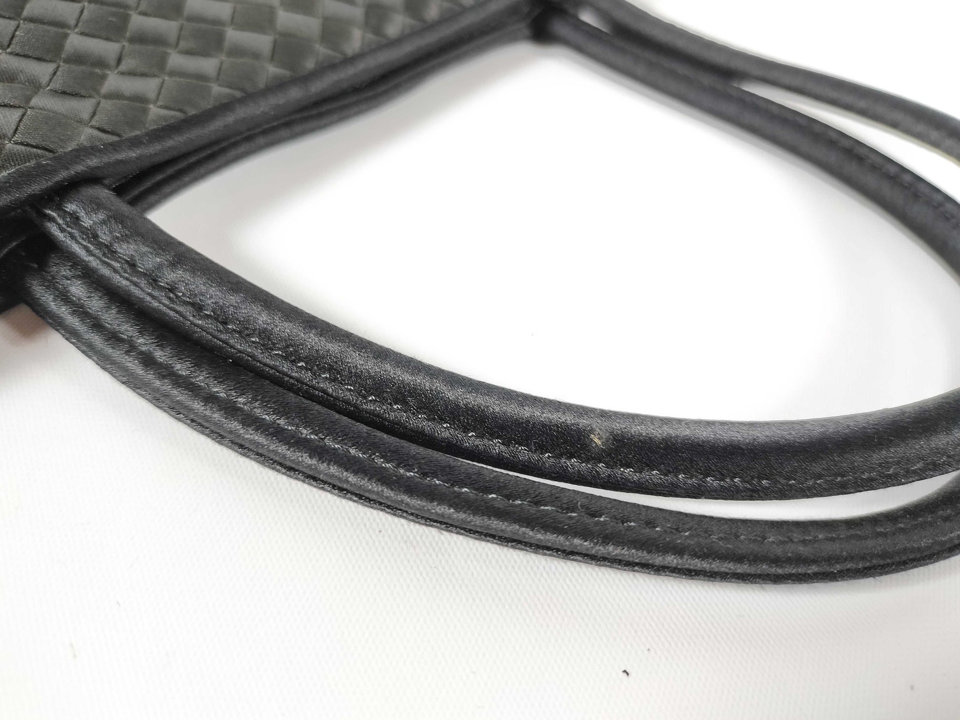 BOTTEGA VENETA Intrecciato Satin Mini Handbag in Black