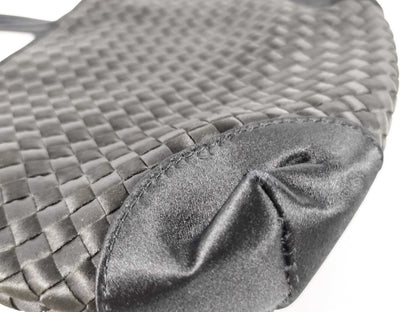BOTTEGA VENETA Intrecciato Satin Mini Handbag in Black