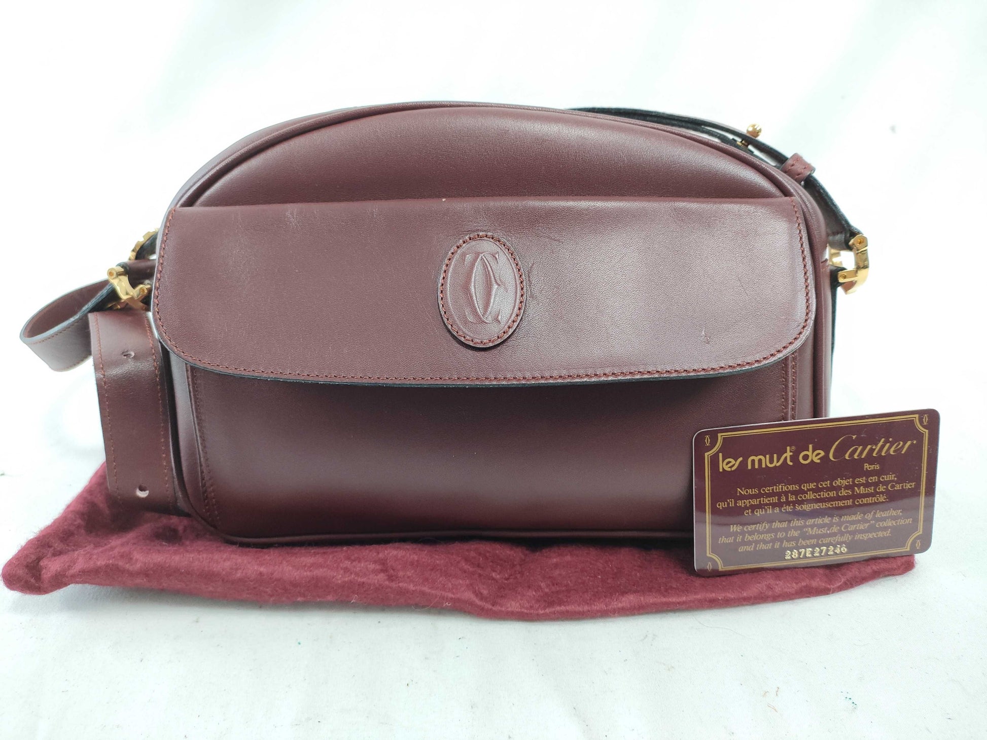 Cartier Must Cartier Must Line Leather Shoulder Bag Bordeaux Shoulder Bag