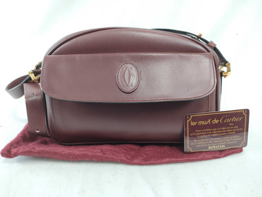 Cartier Must Cartier Must Line Leather Shoulder Bag Bordeaux Shoulder Bag