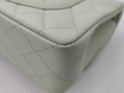 CHANEL CHANEL Matelasse 23 Double Flap Caviar Leather Chain Shoulder Bag Mint Green with Serial Plate