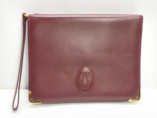 Cartier Must Cartier Second Bag Clutch Bag Must Leather Bordeaux Second Bag