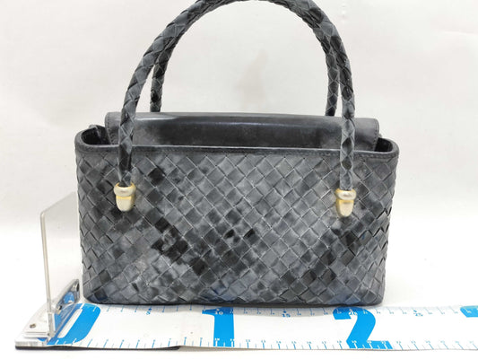 BOTTEGA VENETA Intrecciato Leather Handbag in Black