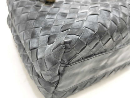 BOTTEGA VENETA Intrecciato Leather Handbag in Black