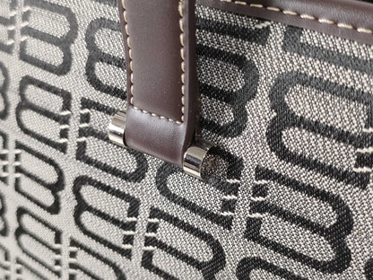 BALENCIAGA Canvas and Leather Handbag Brown and Black Tote Bag