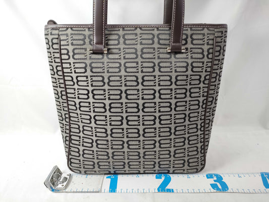 BALENCIAGA Canvas and Leather Handbag Brown and Black Tote Bag