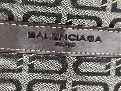 BALENCIAGA Canvas and Leather Handbag Brown and Black Tote Bag